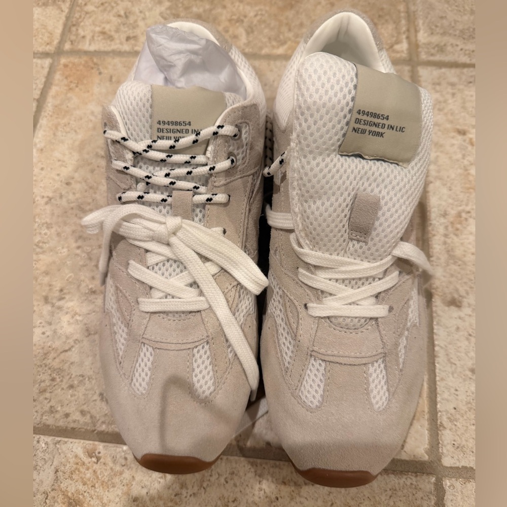 Steve Madden White and Beige Leather Mesh Sneakers Size 10M, $85